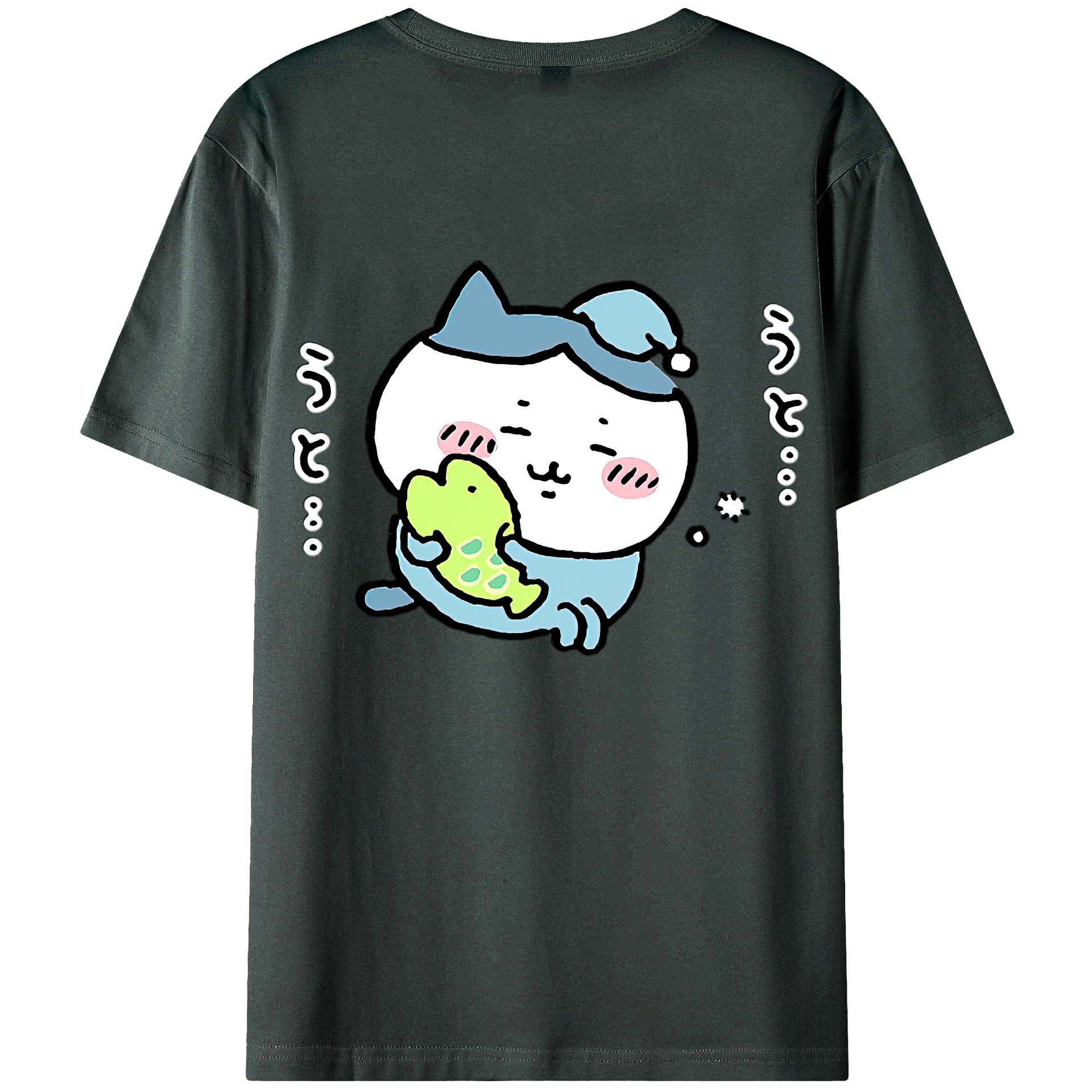 （画像用） ちいかわ ハチワレ Chii-kawa hachiware 綿100％ メンズ半袖Tシャツ（バックプリント） 通気性